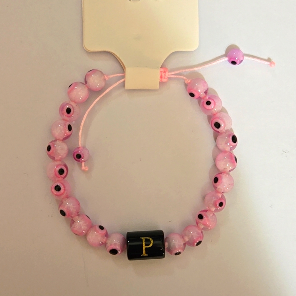 Evil Eye Gem Stone Bracelet Letter P